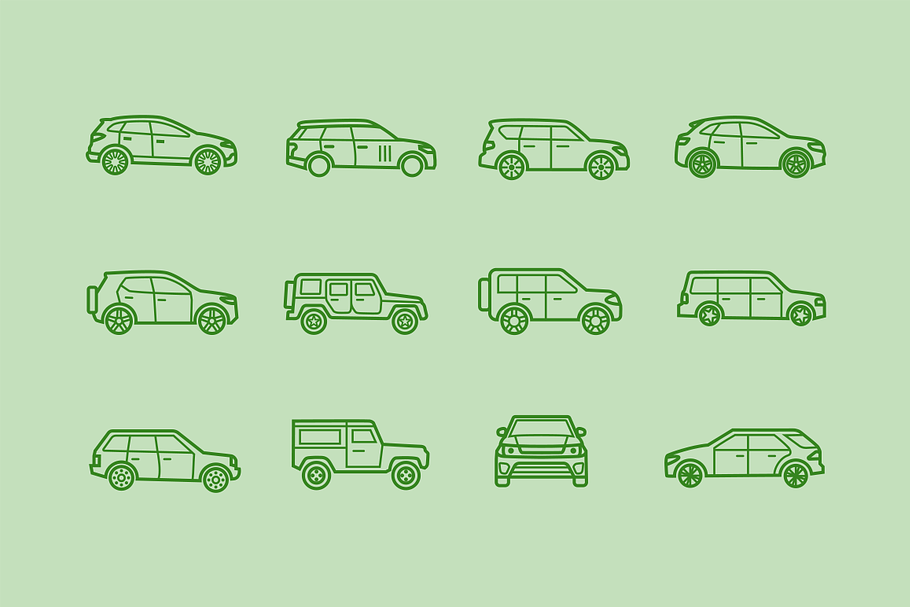 12 SUV & Land Rover Icons in Graphics - product preview 8