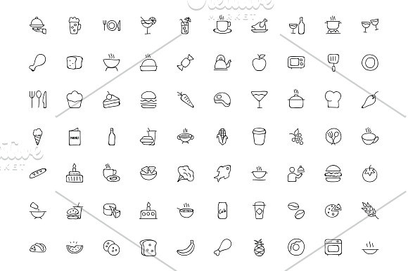 300 Food Hand Drawn Doodle Icons in Food Icons - product preview 1