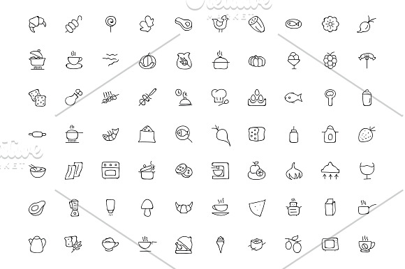 300 Food Hand Drawn Doodle Icons in Food Icons - product preview 3