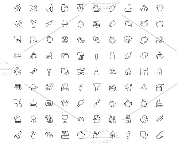 300 Food Hand Drawn Doodle Icons in Food Icons - product preview 4