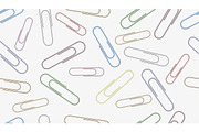 Seamless pattern with realistic multicolored paper clips