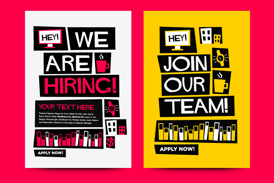 Job Recruitment Poster Templates | Custom-Designed Graphics ~ Creative Market