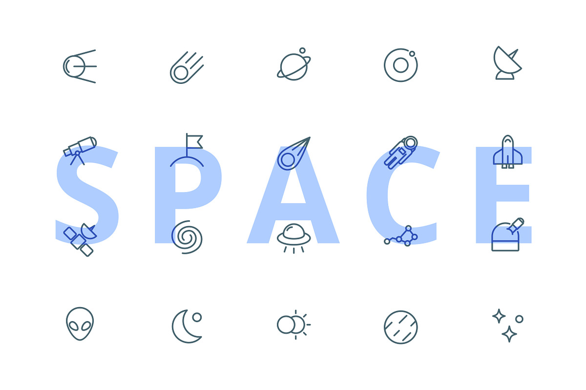 Space icons set in Space Icons - product preview 8
