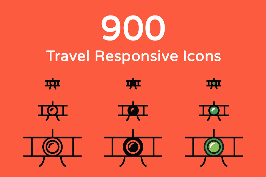 900 Travel Responsive Icons