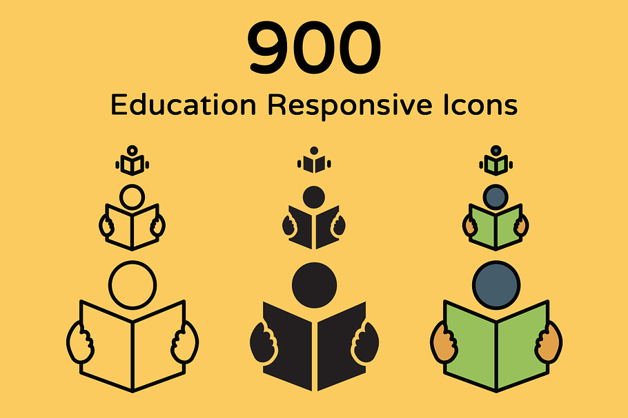 900 Education Responsive Icons in Graphics - product preview 8