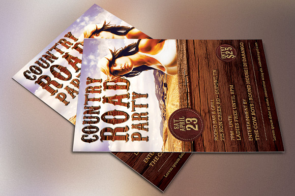 Country Road Party Flyer Template in Flyer Templates - product preview 3