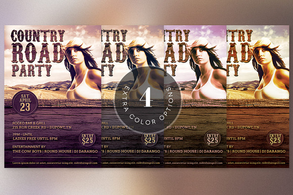 Country Road Party Flyer Template in Flyer Templates - product preview 6