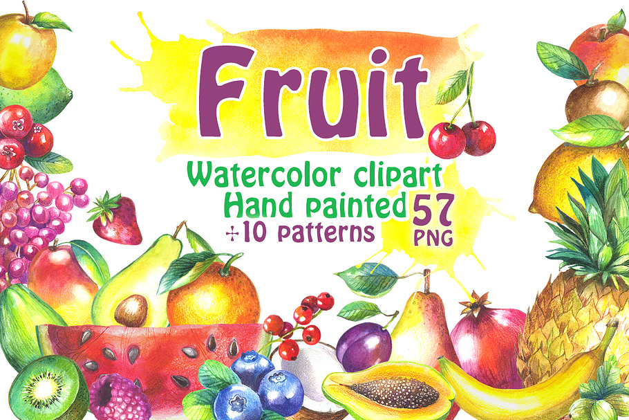 Watercolor Fruits Collection in Graphics - product preview 8