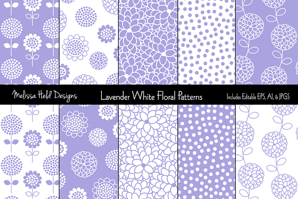  Lavender White Floral Patterns