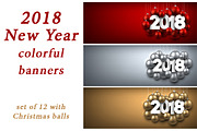 2018 New Year banners with balls