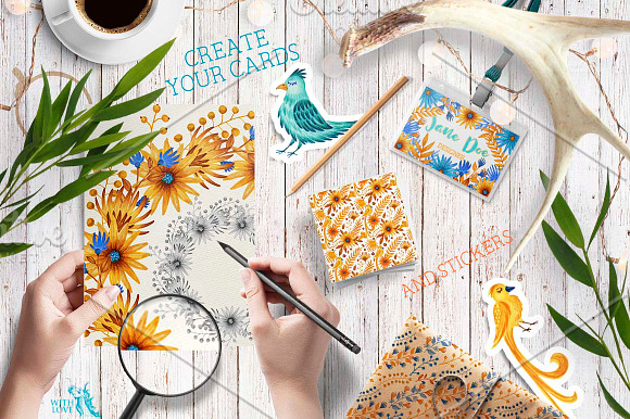 Yellow & Blue Garden Decorative Set in Illustrations - product preview 7