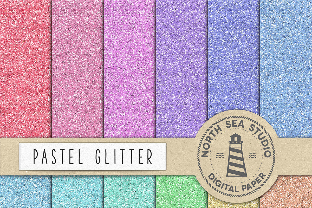 Pastel Glitter Digital Paper in Graphics - product preview 8