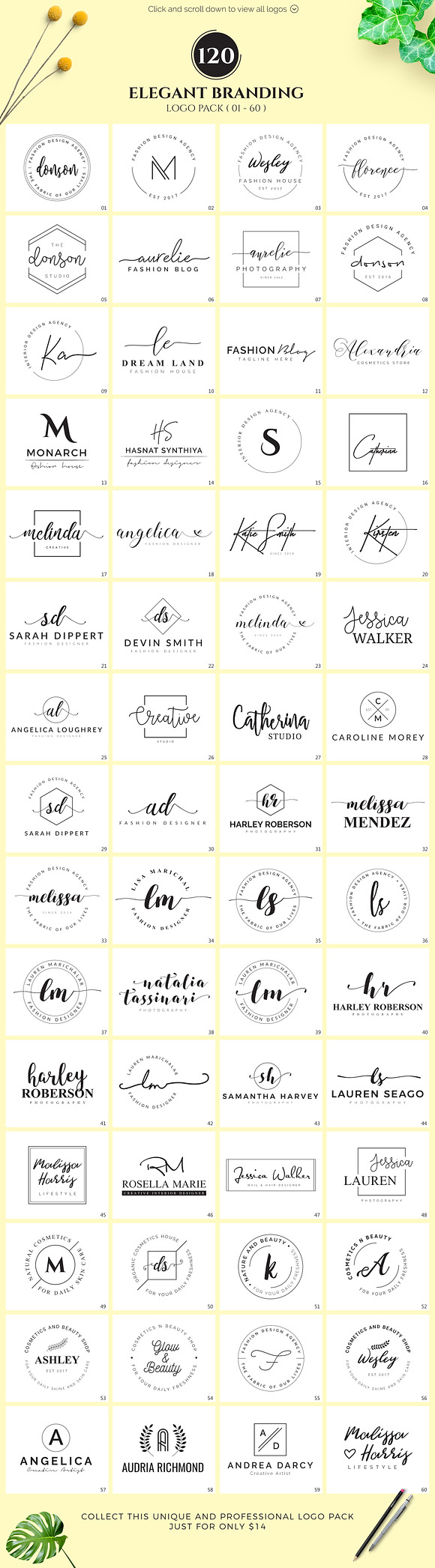 120 Elegant Branding Logo Pack in Logo Templates - product preview 2