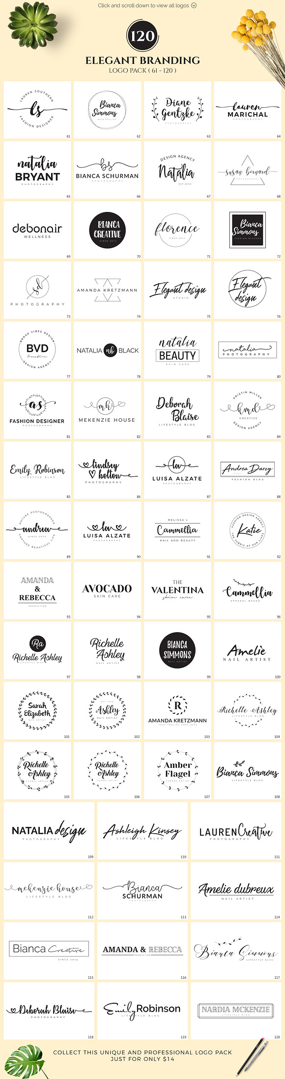 120 Elegant Branding Logo Pack in Logo Templates - product preview 3