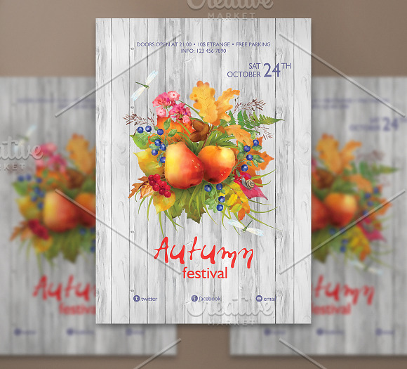 Watercolor Autumn Flyer / Poster in Flyer Templates - product preview 4