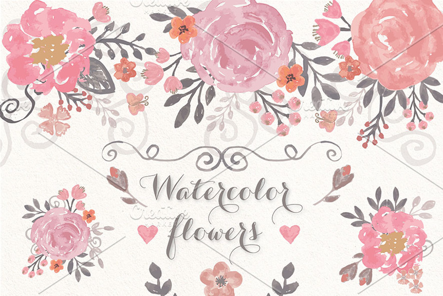 VECTOR Watercolor flower cliparts