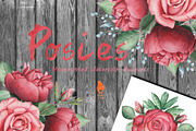 Posies, Watercolor Bouquets