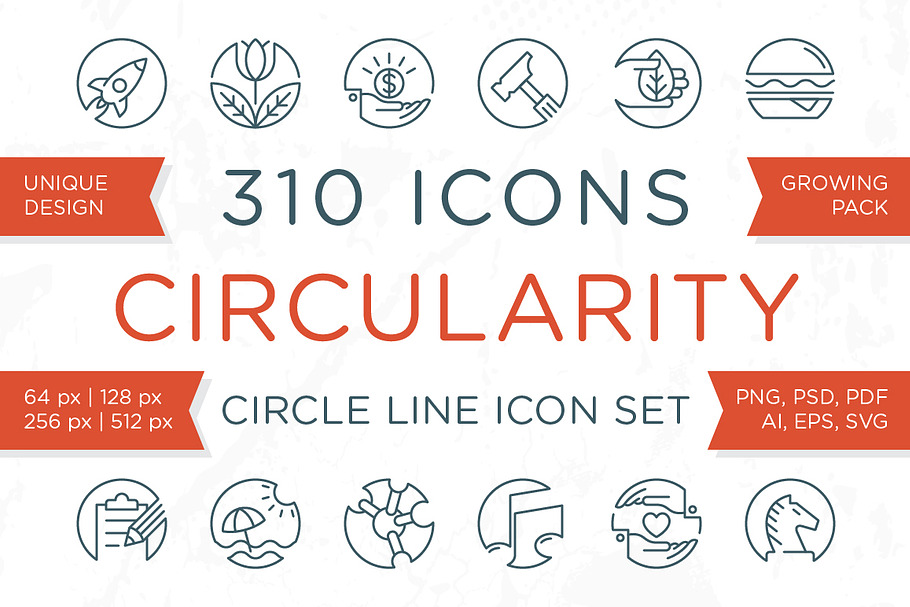 Circularity - Circle Line Icons in Space Icons - product preview 8