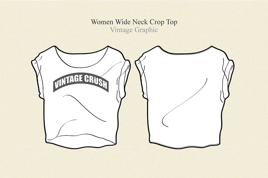 Women Wide Neck Crop Top