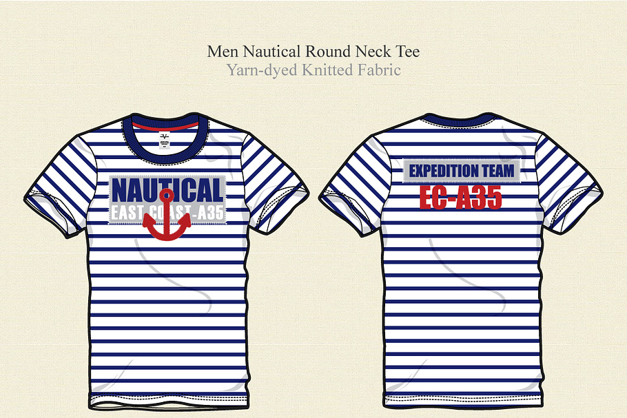 Men Nautical Round Neck Tee