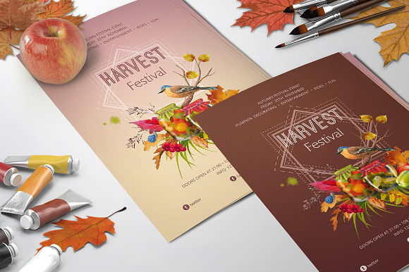 Watercolor Autumn Flyer / Poster in Flyer Templates - product preview 2