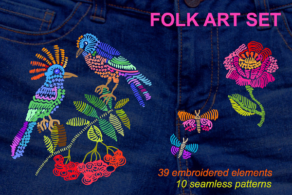 Folk Art Embroidery. Big Set