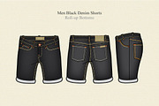 Men Black Denim Shorts