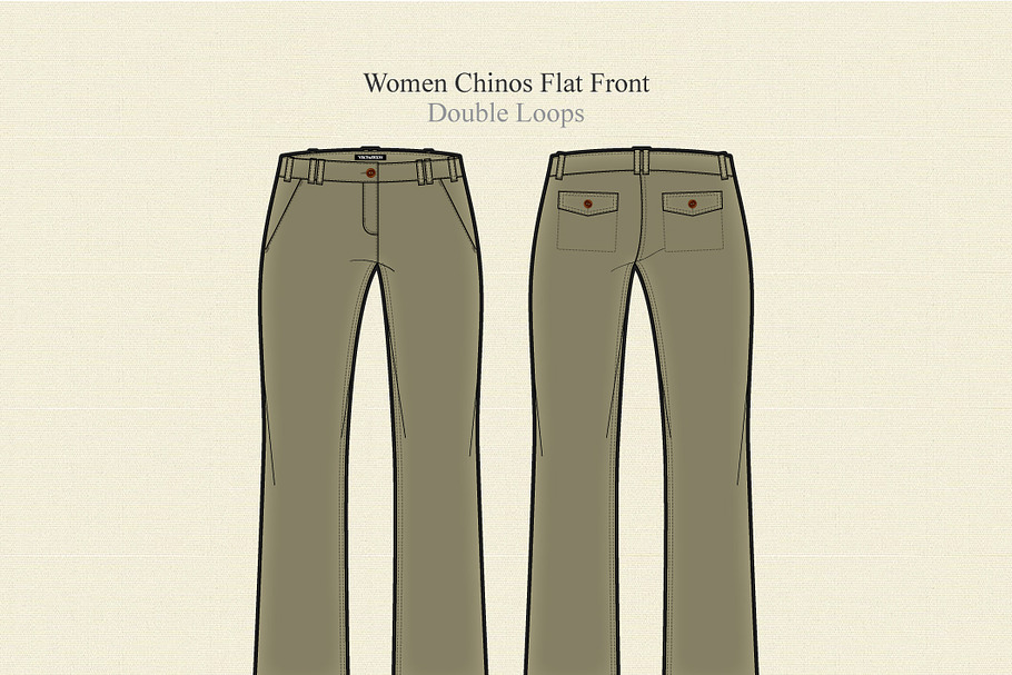 Women Chinos Flat Front in Illustrations - product preview 8
