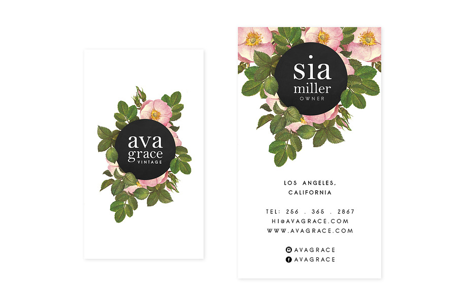 Vintage Roses Business Card Template