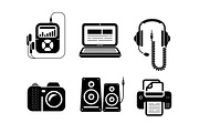 Icons in black for multimedia
