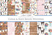 Coral & Navy Rustic Wedding Patterns