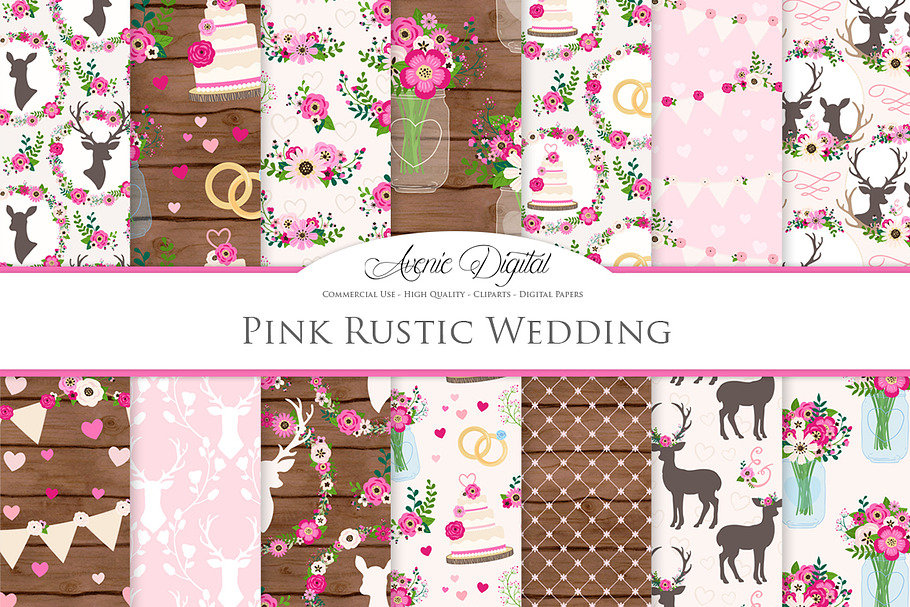 Hot Pink Rustic Wedding Patterns in Patterns - product preview 8