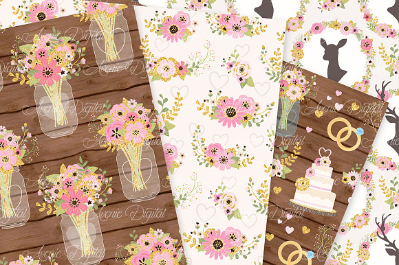 Pink & Gold Rustic Wedding Patterns in Patterns - product preview 1