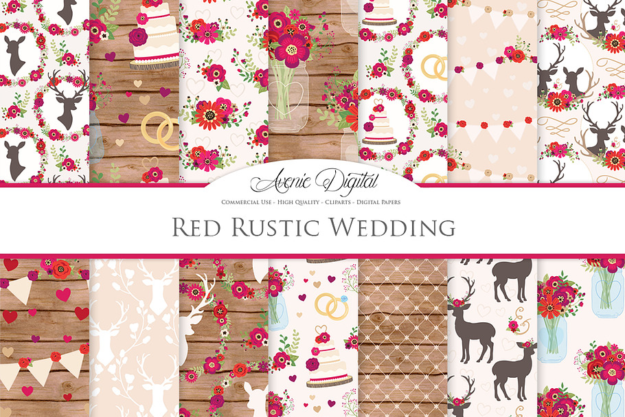 Red Rustic Wedding Patterns