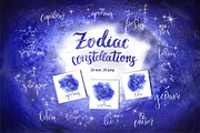 Watercolor Zodiac constellations