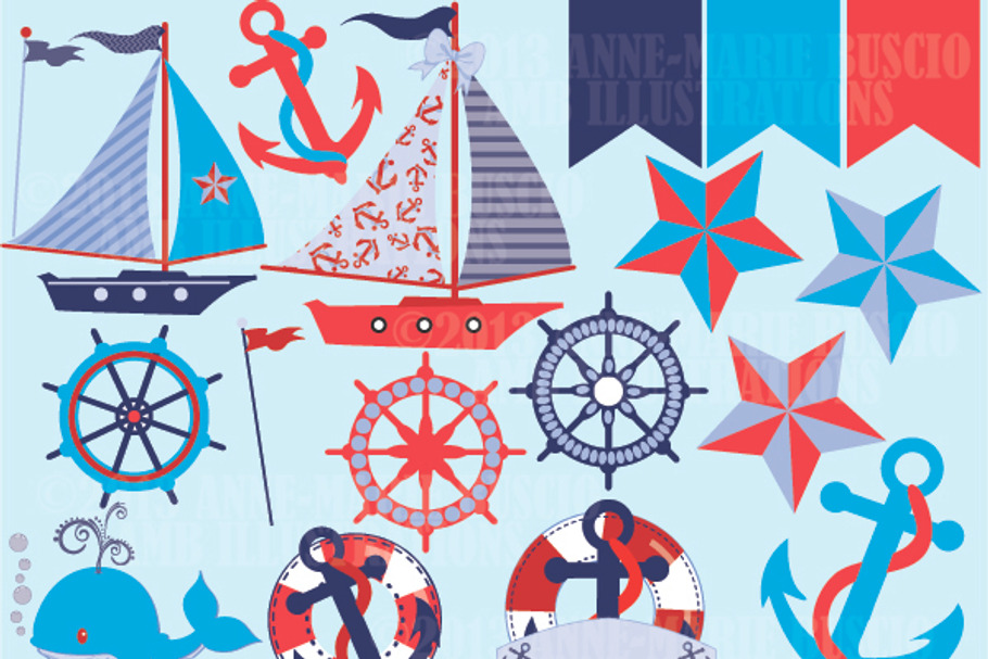 Nautical Clipart, AMB-522 in Illustrations - product preview 8