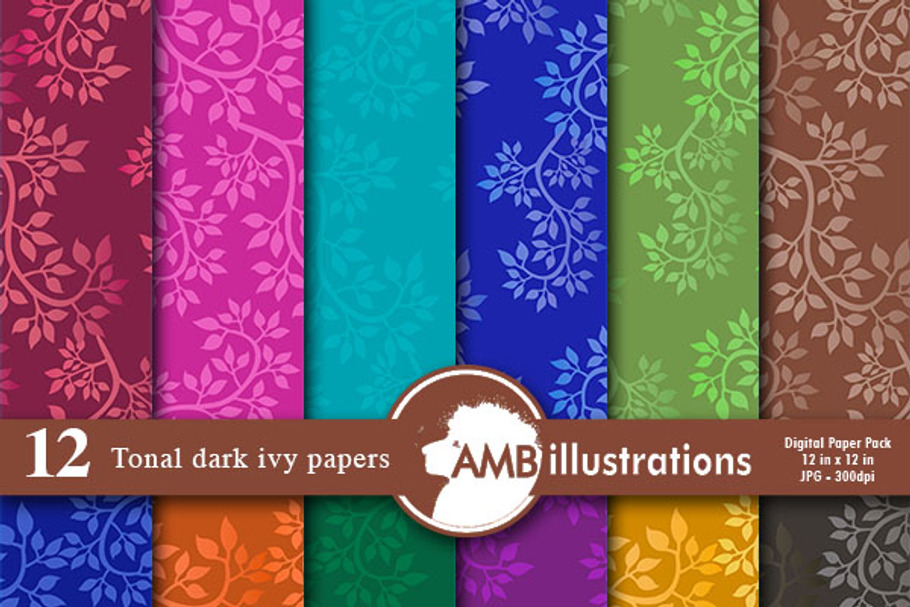 Ivy Pattern Digital Papers, AMB-809