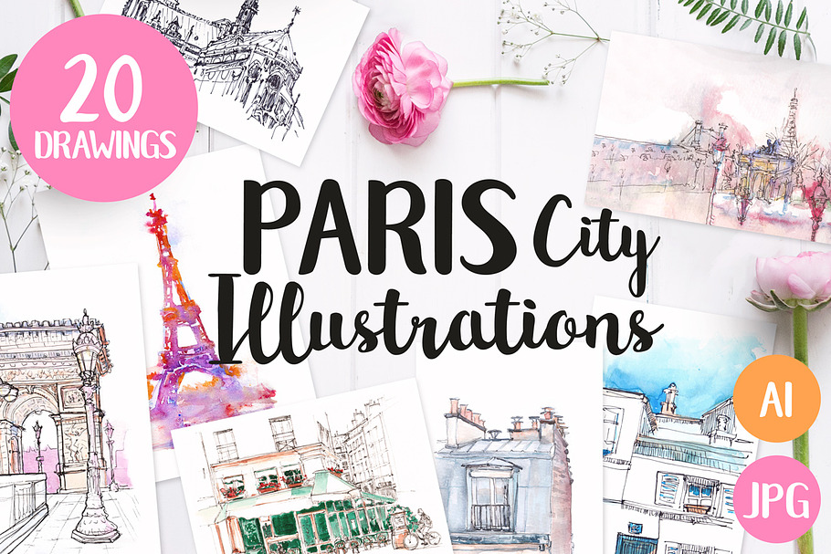 20 Paris City Illustrations &Pattern