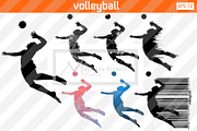 Silhouette of a volleyball P. Set