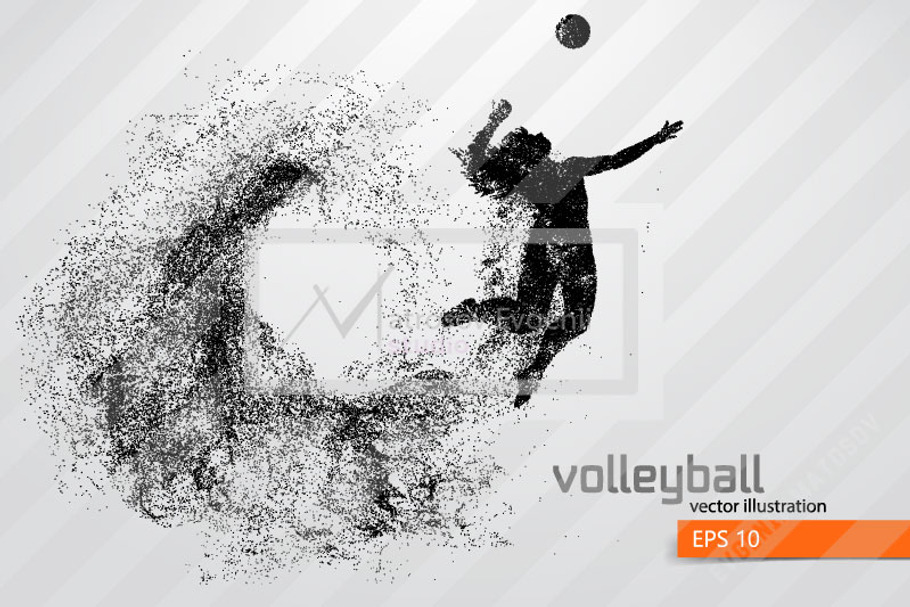 Silhouette of a volleyball player  in Illustrations - product preview 8