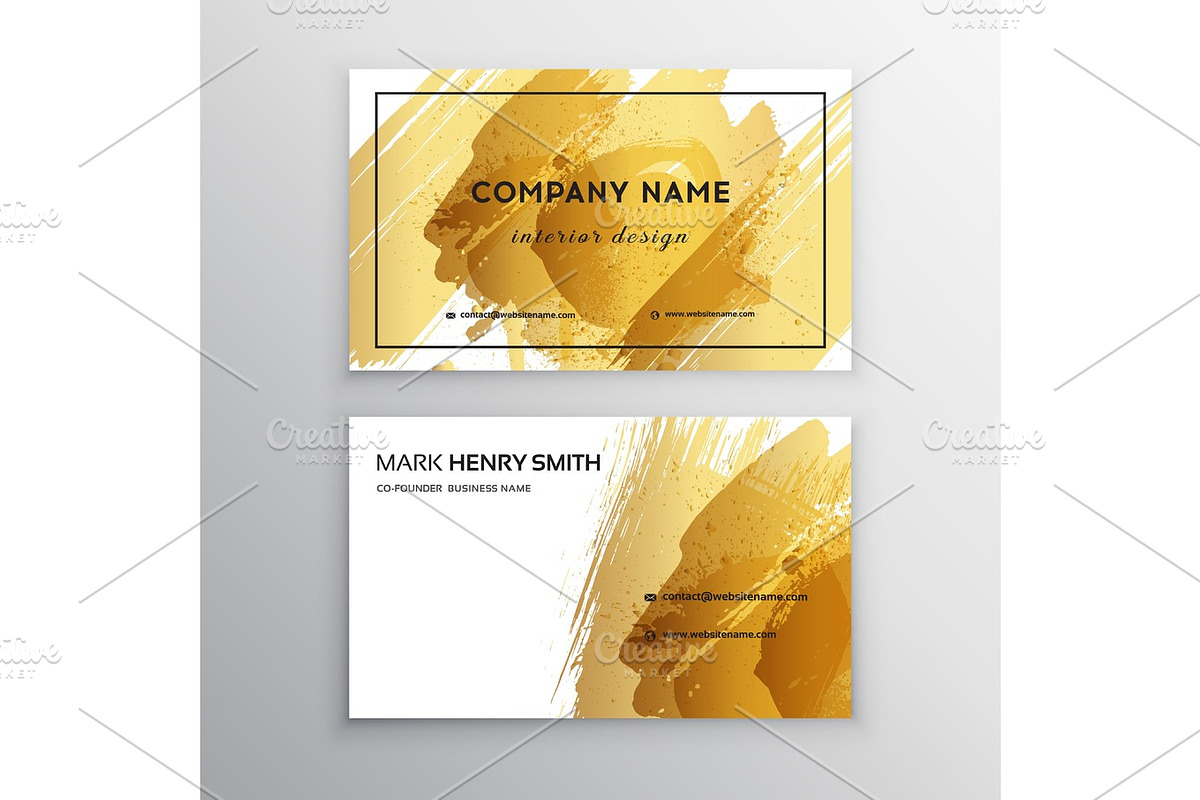 Set Of Black And Gold Design Business Card Abstract Modern Backgrounds Brush Stroke