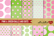 Pink Green Polka Dots Patterns