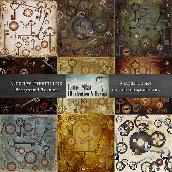 Grungy Steampunk Background Textures in Textures - product preview 3