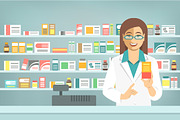 Pharmacist with Medicine in Pharmacy