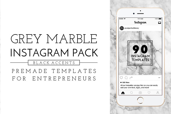 Grey Marble and Black Instagram Pack