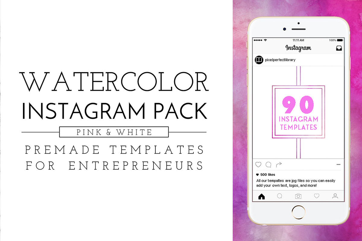Pink Watercolor Instagram Pack in Instagram Templates - product preview 8