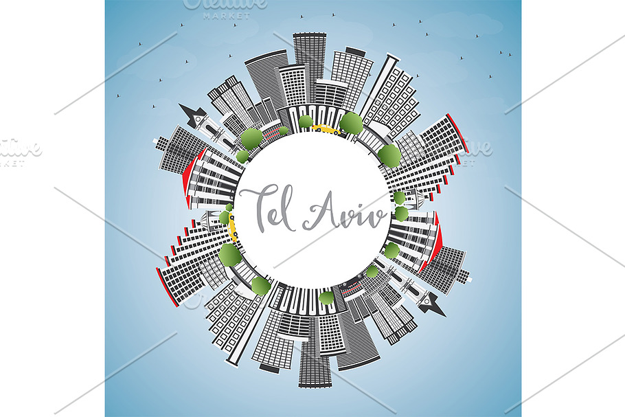 Tel Aviv Skyline with Gray Buildings in Illustrations - product preview 8