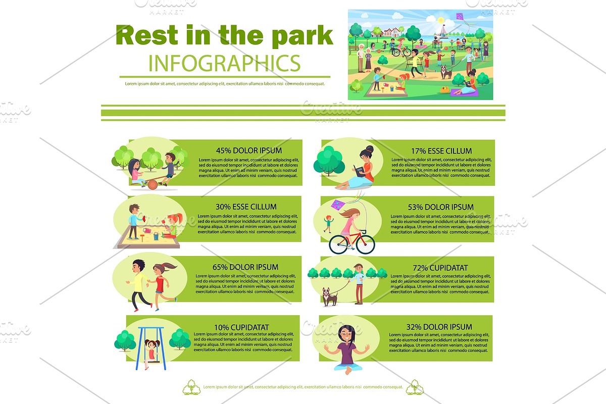 Rest in Park Infographics Poster with Pictures in Illustrations - product preview 8