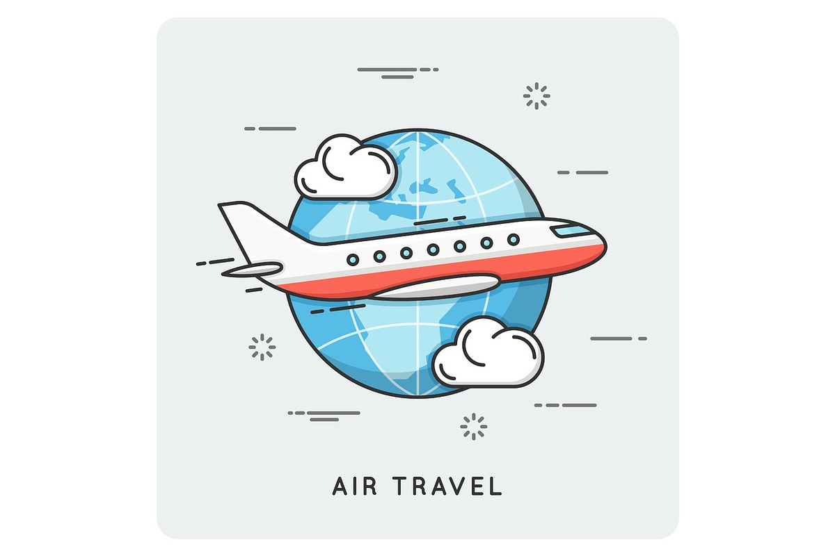 Air travel. Thin line concept. in Illustrations - product preview 8