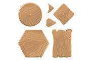 Wooden Planks of Various Shapes Illustrations Set